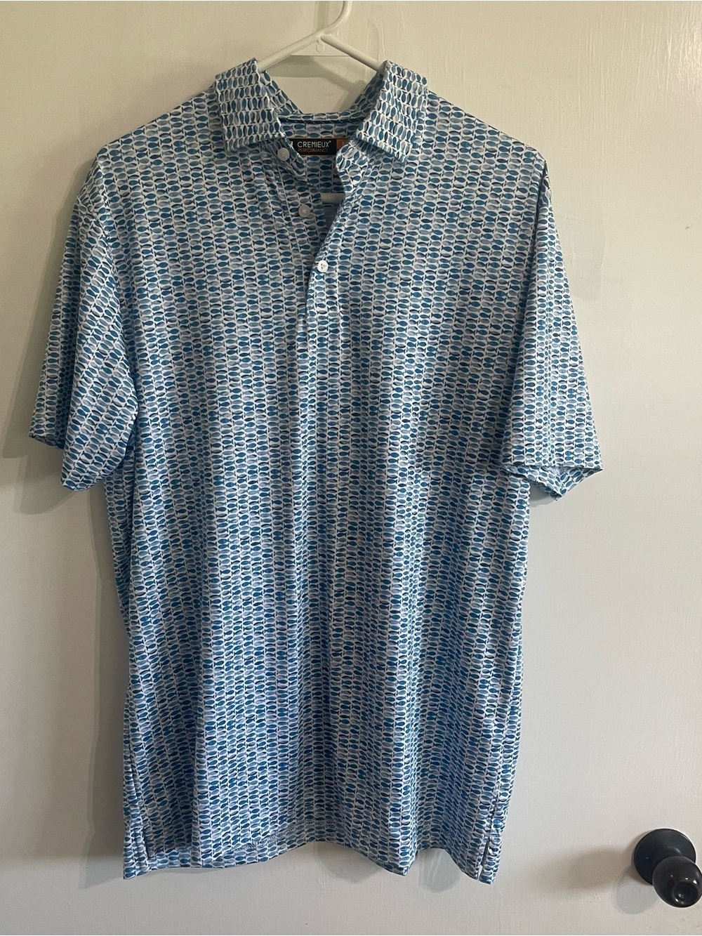 Daniel Cremieux Light Blue and White Micro-Print Polo